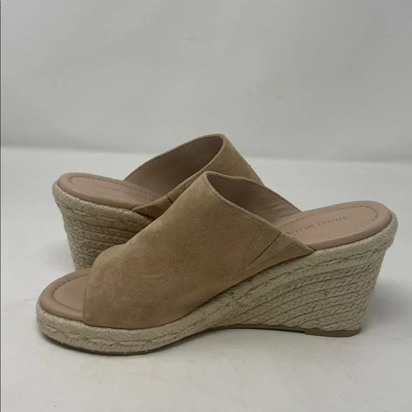 Stuart Weitzman Tan Suede-Like Espadrille Wedge Slip-On Sandals Size 7 - Picture 7 of 15